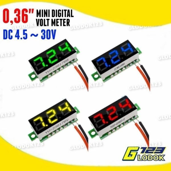Digital Voltmeter Mini 0.36" DC 4.5-30V Volt Meter 2 Kabel Tanpa Frame