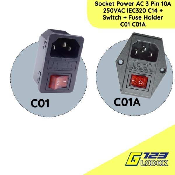 Soket AC 3 in 1 Saklar Lampu Fuse Holder Power Outlet Socket Switch 3 Pin 10A 250VAC