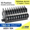 TBD-10 Terminal Blok Block Kabel Listrik Din Rail TBD 10 2 Tingkat 2 Susun 600V 10A 10P 10 Pole Double Level Screw