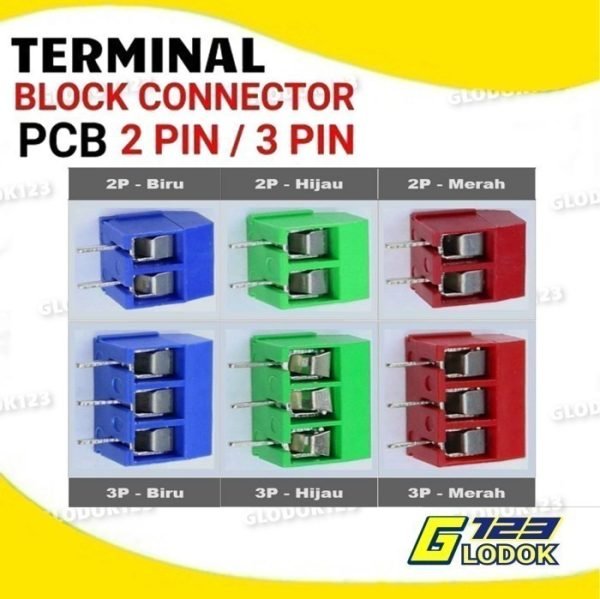 Terminal Blok Block 2 3 Pin Skrup Screw PCB Pitch 5mm Kabel Konektor