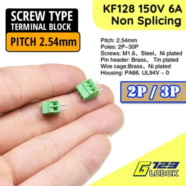 KF128 2.54mm Pitch PCB Screw Wire Terminal Block Blok Kecil Mini Connector Kabel 2P 3P 4P 5P 6P 7P 8P 9P 10P Pin Kaki