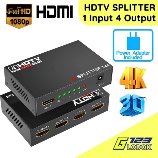 HDTV HDMI Splitter 1 In 4 Out Port Hub Split Switcher Repeater Amplifier 4K Ultra Full HD 1080P 3D 4 Port V1.4
