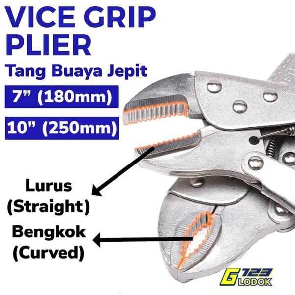 Tang Buaya Bengkok Lurus Jepit Kapiler Klem Vice Grip Locking Plier