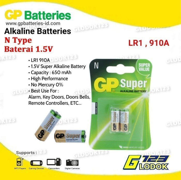 Baterai Batre Battery GP LR1 910A 1.5V Size N Super Alkaline Original
