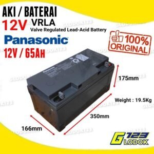 Aki 12V 65Ah Panasonic Original GP VRLA Accu Baterai UPS Mobil Motor