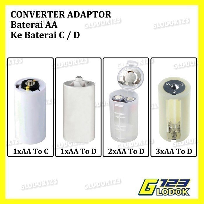 Converter Baterai AA ke C Tanggung AA ke D Besar Batu Batre Adapter