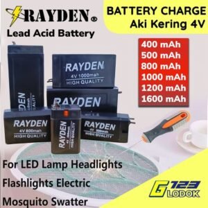 Baterai Aki Kering 4V Volt Rechargable Batre Battery Cas Isi Ulang Raket Nyamuk Emergency Lamp Timbangan Buah Barang Digital Fruit Scales 400 500 800 1000 1200 1600 mAh