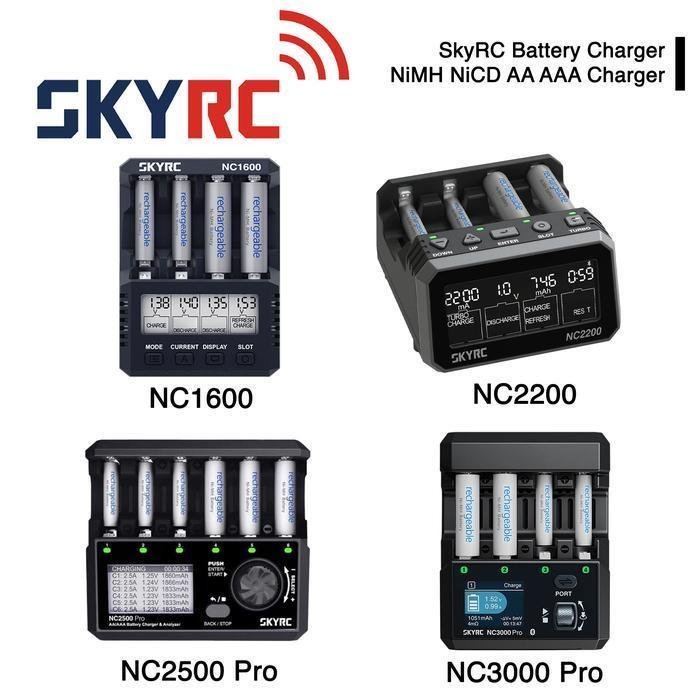 SkyRC Battery Charger Analyzer AA AAA A2 A3 NiMh NiCD NC 1600 2200 2500 3000 PRO 4 6 Slot Pengisian Cepat Baterai Cas Isi Ulang ORIGINAL