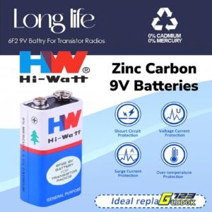 Battery HW Hi Watt 9V Batere 9 V Volt Batre Baterai Kotak Original