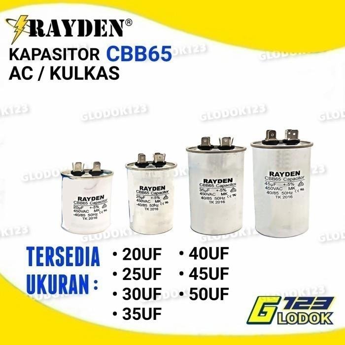 Kapasitor AC Kulkas CBB65 20UF 25UF 30UF 35UF 40UF 45UF 50UF