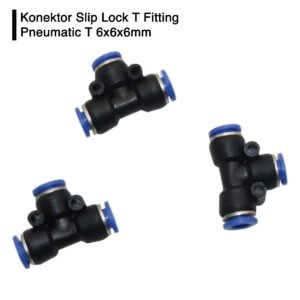 Konektor Slip Lock T Fitting Pneumatic T 6x6x6mm Irigasi