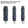 Sambungan Konektor Kabel Listrik Tahan Air Outdoor Waterproof IP68