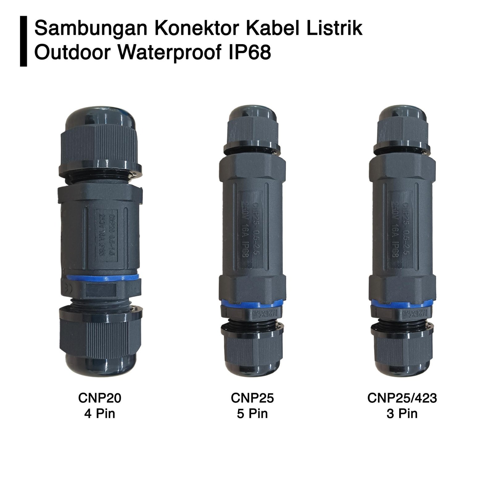 Sambungan Konektor Kabel Listrik Tahan Air Outdoor Waterproof IP68
