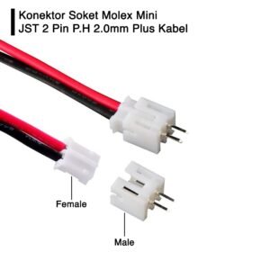 Kabel Konektor Socket Soket Molex Mini Micro 2 PIN JST PH 2.0 Pitch 2.0 MM Plug Connector Male To Female Cable