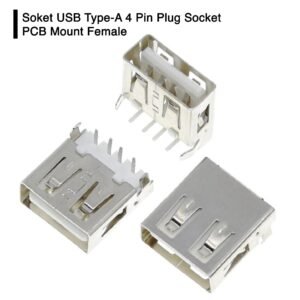 Socket Konektor Soket USB 2.0 Type A Female 4Pin PCB Mount Tekuk 90