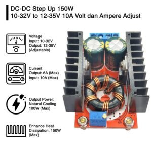 DC DC Step Up 150W 10-32V to 12-35V 10A Volt dan Amper Adjust