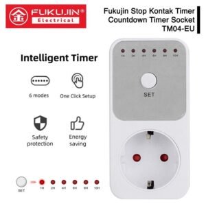 Fukujin Stop Kontak Digital Timer Digital Switch Automatic Count Down ON OFF EU Plug Colokan Listrik Otomatis By Woopower Original