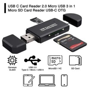 USB C Card Reader 2.0 Micro USB 3 in 1 Micro SD Card Reader USB-C OTG