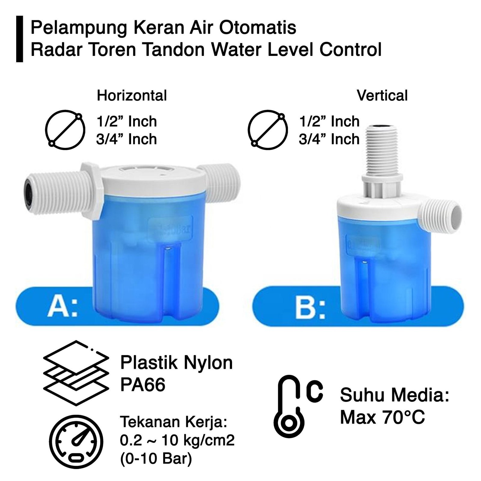 Pelampung Keran Air Otomatis Radar Toren Tandon Water Level Control