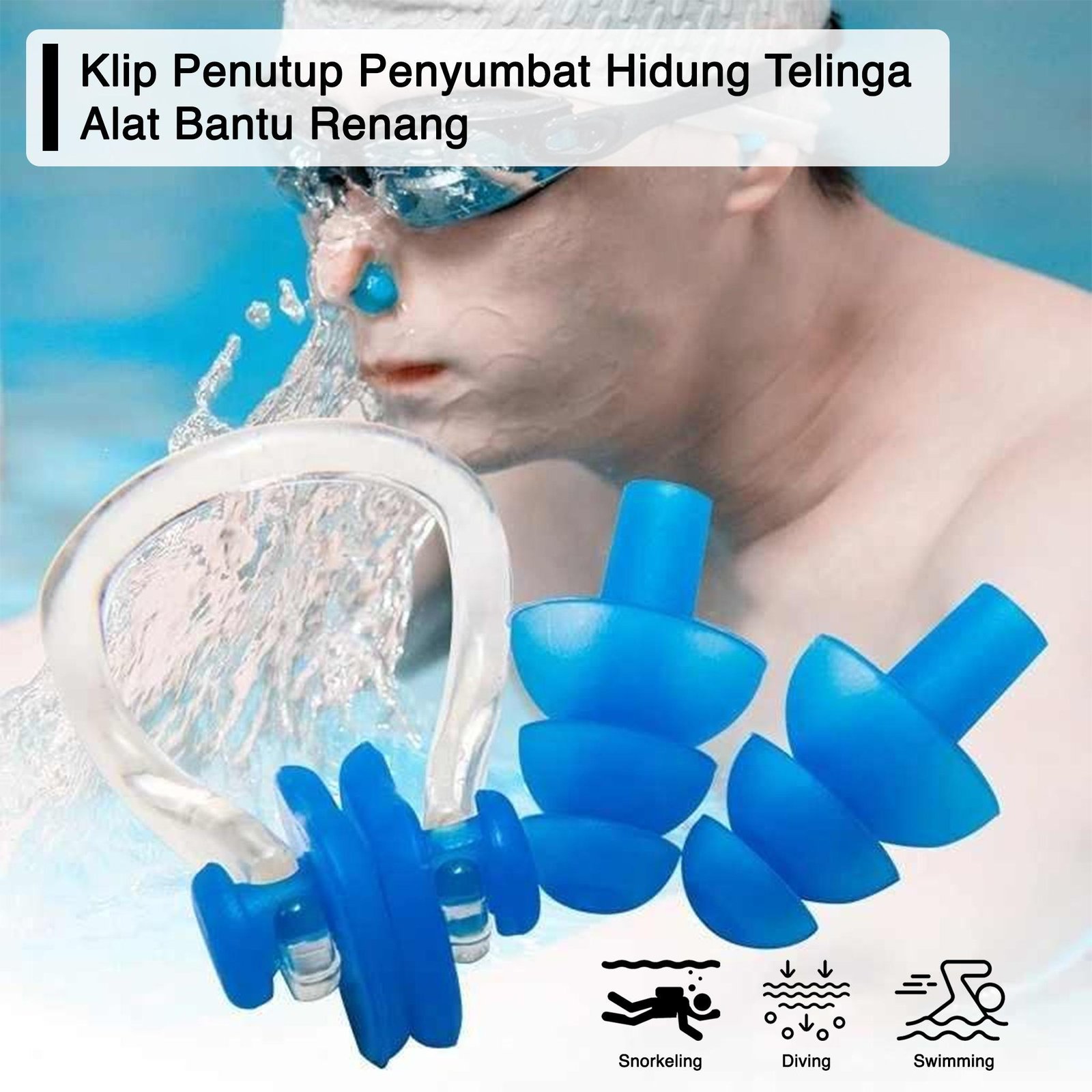 Clip Klip Penutup Penyumbat Hidung Telinga Alat Bantu Renang Earplug