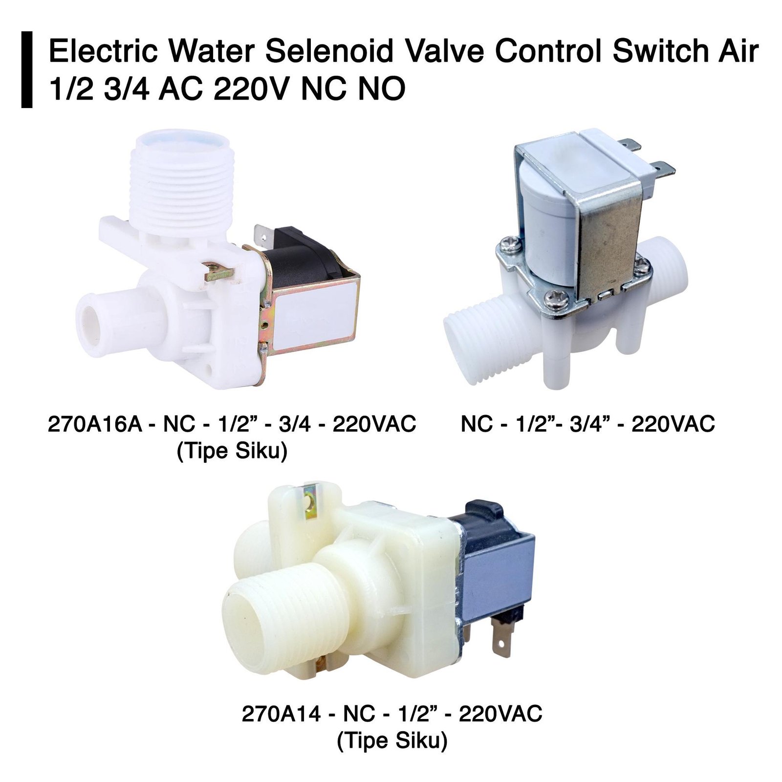 Electric Water Selenoid Valve Control Switch Air 1/2 3/4 AC 220V NC NO