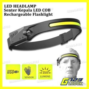 Senter LED Headlamp Kepala Flashlight Sensor USB XPE COB Charge LX200