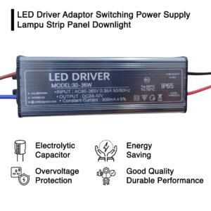 LED Driver AS 30 Watt 900 mA AC-DC Waterproof Casing Besi Aluminium IP65 Anti Air Anti Debu Lampu Taman LED Strip Lampu Sorot High Quality