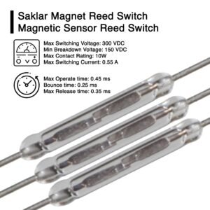 Saklar Reed Switch 2x14mm Magnetic Sensor Magnetron Detektor Alarm NO Tipe Normally Open Max Switching Voltage 300 VDC Max Contact Rating 10W
